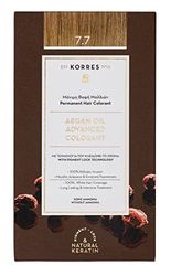 Korres Coloration Permanente aux Extraits Végétaux - Couvre 100% des Cheveux Blancs - Sans Ammoniaque, Sans PPD - 7.7 Blond Marron