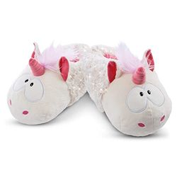 NIDJ4, NICI Pantuflas de unicornio Theodor en traje de nieve, talla 34-37 M felpa I Zapatillas de peluche cálidas niños – 48168, Blanco, 34-37 (M)