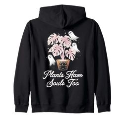 Cute Ghost Plant Monstera Aesthetic Cottagecore Zip Hoodie