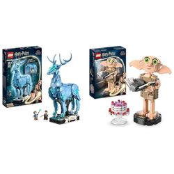 LEGO 76414 Harry Potter Expecto Patronum, Set 2-en-1 Figuras Animales de un Ciervo y un Lobo & 76421 Harry Potter Dobby el Elfo Doméstico, Regalo de Reyes para Niñas