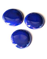 mesbilles - 500 GR Bleu Glossy 28 Billes Plates - Galet en Verre 30 mm Cailloux en Verre décoratifs