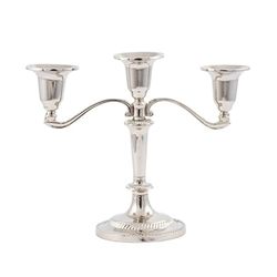 DRW Portacandele a 3 bracci color argento base rotonda 10 x 18 x 14 cm