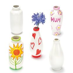 Baker Ross EC192 Mini porseleinen vazen (verpakking van 6 stuks), kinderen om te versieren en te personaliseren, ideaal voor de presentatie thuis.,gesorteerd