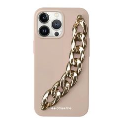 case&me iPhone 11 beschermhoes met kettinggreep voor selfies, pastelroze