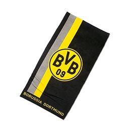 Borussia Dortmund Serviette de Bain rayée Coton Noir/Jaune 70 x 140 cm