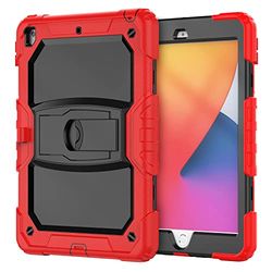 IPad Case 9.7 2017/2018 with Support, Durable, Hybrid, Shockproof, Resistant, Three Layer, Silicone Protective Case for Kids Tablet (Red)