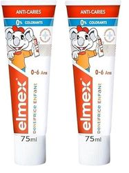 Elmex Dentifrice Bébé et jeune enfant, protège les dents de lait, anti-caries, 0 colorants - Dès le premier brossage - 0-6 Ans, 75ml (Lot de 2)