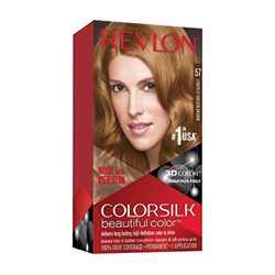 Revlon Colorsilk Beautiful Cor, Coloração empilhar permanente, com queratina e aminoácidos, cor intensa, longa duração, sem amoníaco, resultado natural, 57 castanho dourado muito claro