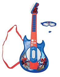 Lexibook, Spider-Man, Leuchtende elektronische Gitarre mit Mikrofon, Brille mit Mikrofon, Melodien, 2 Spielmodi, MP3-Anschluss, Blau/Rot, K260SP