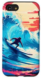Coque pour iPhone SE (2020) / 7 / 8 Surfer sur une énorme vague sur une planche de surf pour