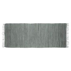 Relaxdays Flickenteppich Grau 80 x 200 cm mit Fransen 100% Baumwolle, Einfarbig, Fleckerlteppich, Anthrazit tapete sólido, 100% algodão e revestimento de látex antiderrapante, cor cinzenta