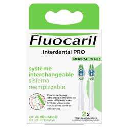 Fluocaril Interdental Pro Système Interchangeable Medium 2 Têtes Remplaçables