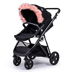 For-Your-Little-One aFHACWI-P296 - Pram Fur Hood Trim Compatible On iCandy, Color Pink
