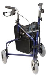 Aidapt Blue Folding Light Weight 3 Wheeled Tri Walker Rollator Mobility Aid with Carry Bag and Lockable Brakes for Indoor and Outdoor use