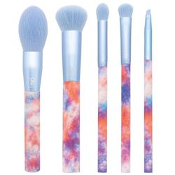 MODA Tie Dye, set di pennelli per il trucco integrale, include - fard, carnagione, ombra, piega e rivestimento, blu sognante