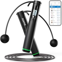 RENPHO Smart springtouw met teller, verstelbare draadloze springtouwen, APP-gegevensanalyse, snelheidsspringtouw voor fitness, trainingsapparatuur voor dames, heren, kinderen, crossfit, gym, MMA