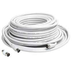 Zarivy Cable coaxial RG6U de 20m con conectores macho a macho, ideal para conexión de TV, satélite y distribución de señal.