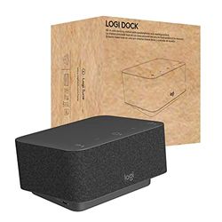 Logitech Logi Dock, laptop docking station all-in-one usb c, speakerphone, cuffie con microfono con cancellazione del rumore, bluetooth, hdmi, Windows/macOS, certificato per Microsoft Teams, Grafite