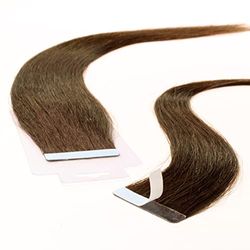 hair2heart Tape-extensions van echt haar, glad, 40 tapes, 2,5 g, 60 cm, 6/3 donkerblond goud