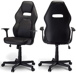 Ibbe Design Ergonomiczne Krzesło Biurowe Obrotowe Komputerowe Krzesło Gamingowe Space Regulacja wysokości siedziska, Czarny, Sztuczna skóra, Funkcja przechylania, 65x65x110/120 cm