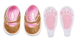 Baby Annabell Zapatos Dorados con Plantillas 710272 - Zapatos Dorados Brillantes para muñecas de 43 cm - para niños a Partir de 3 años