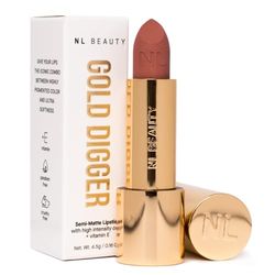 NL BEAUTY No. 02 SUGAR BABY - Creamy, Semi-Matte Lipstick - Lipstick with a velvety finish, enriched with Vitamin E - GOLD DIGGER 4.5 g