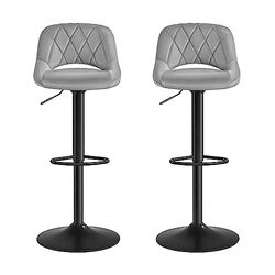 SONGMICS Taburete de Bar, Juego de 2, Sillas de Cocina con Marco de Metal Estable y Cubierta de Terciopelo, Reposapiés, Altura de Asiento Ajustable, Fácil de Montar, Retro, Gris Claro, LJB072G02