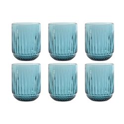 VASO SET 6 CRISTAL 7,5X7,5X9,5 275ML RAYADO AZUL