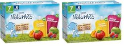 NATURNES GOURDES POMMES MANGUES/POMMES FRUITS ROUGES DES 6 MOIS 7x90g (Lot de 2)