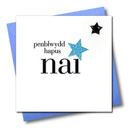 Claire Giles Greeting Cards, Welsh Happy Birthday Nephew Card, Penblwydd Hapus NAI, Embellished with a Padded Star