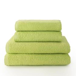 Set 4 Toallas piezas: 2 manos + 2 baño color lima