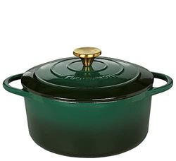 Küchenprofi Cocotte en fonte avec couvercle vert et intérieur noir 24 cm - Cocotte à pain émaillée pour tous types de feux (y compris induction) pour braiser, cuire et rôtir