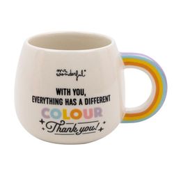 Mr. Wonderful - Mug 3D arc-en-ciel - With you, everything has a different colour. Thank you! - Mug en céramique - Capacité : 330 ml, White