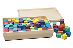 WISSNER active learning Coloured Cubes, 150 Cubes 2 x 2 cm, made Out of RE-Wood