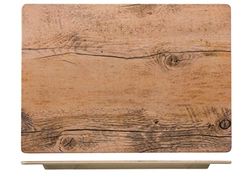 H&H Piatto in Melamina, Effetto Legno, Rettangolare, 25.5x35.5cm