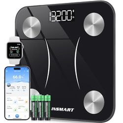 Bluetooth Body Fat Scales, INSMART Smart Digital Bathroom Weight Weighing Scales for Body Composition Analyzer with Smart APP, Body Composition Fitbit Scales for Fitness (ST/LB/KG)