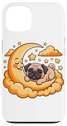 Crescent Moon Clouds Pug Chinese Pugs Case for iPhone 13