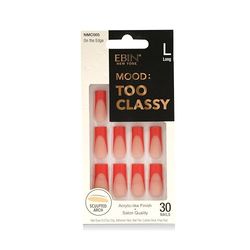 MOOD: TOO CLASSY Press On Nails - On the Edge | Trendy Long Coffin Shape | Salon Acrylic Finish, Kit Includes 30 Nail Tips, Mini Glue, Adhesive Tabs, Nail File, Cuticle Stick, Prep Pad