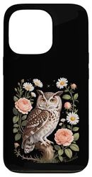 Cottagecore Gufo Estetico Gufo Floreale Carino Libro Amante Donne Custodia per iPhone 13 Pro