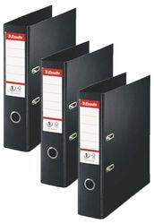 Esselte A4 Lever Arch File, Black, 72 mm Spine, Plastic, Vivida Range, 811370, 500 Sheets Capacity (Pack of 3)