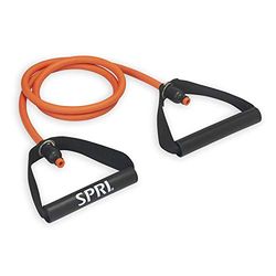 SPRI Resistance Bands with Handles - Resistance Tube Bands with Foam Padded Handles for Strength Training - for Arms, Chest, Back, and Shoulders - Available in a Range of Resistance Levels - Light