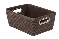 Wenko Chromo - Cesta para el baño y el hogar de plástico Tejido, 28 x 12 x 19.5 cm, Color marrón