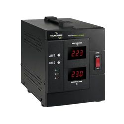 Tecnoware Power Systems - Estabilizador monofásico, proteção contra flutuações de corrente, 2000VA, tomada SCHUKO, 2 saídas SCHUKO, ITALY, preto, policloreto de vinil