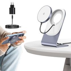 Mag Safe Chargeur magnétique sans Fil avec Support, 15 W, Compatible avec iPhone 14/14 Pro/14 Pro Max, iPhone 14/13/12, Chargeur sans Fil pour AirPods 2/3/Pro - Gris
