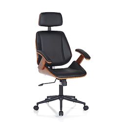 Wink Design Derby High Dark Walnut - Sillón de Oficina, Metal, Nogal Oscuro, Negro, Mate, 62 x 65 x 118/128 cm