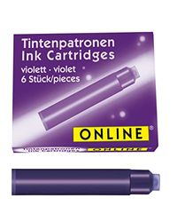 ONLINE 6x Recharges d'encre pour stylos-plumes I compatible avec Pelikan, Stabilo, Schneider etc I encre mauve I cartouches d'encre universelles pour stylos-plumes