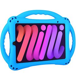 TopEsct Kids Case for iPad Mini 7 (A17 Pro) 2024 /iPad Mini6 2021, Shockproof Silicone Cover with Handle Stand for 8.3" iPad Mini 6th/7th Gen,Blue
