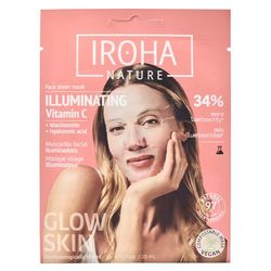 Iroha Nature - Máscara facial iluminadora e hidratante com vitamina C pura e ácido hialurónico | Ilumina e hidrata | Resultados instantâneo em 15 minutos, 100% biodegradável
