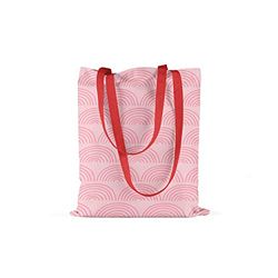 Bonamaison, 100% Algodón Bolso De Mano Impreso, Bolso de la Compra Reutilizable, Bolso De Compras, Ecológico, Plegable, Bolso de Tela de Lona con Asas Rojas, 34X40 Cm - Fabricado en Turquía