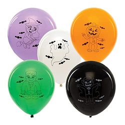 Baker Ross FX227 Halloween Balloons - Pack of 10, Latex Colored Party Decoration Supplies for Kids